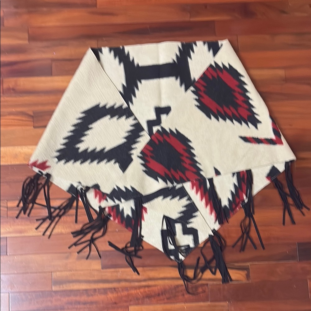 Express Geometric Patterned Scarf - Red, Black, Cream